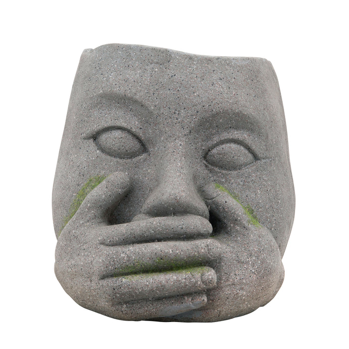 Resin 9\" No Speak Planter - Grey
