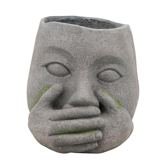 Resin 9\" No Speak Planter - Grey
