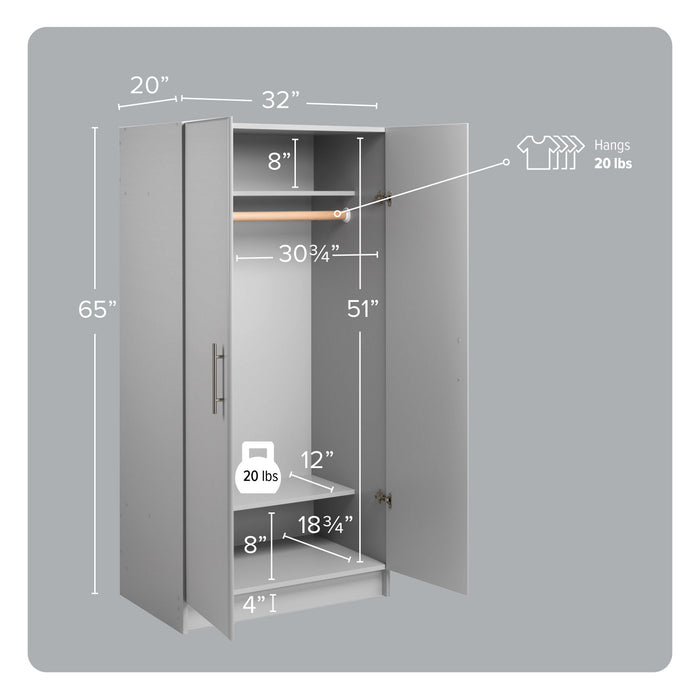 Elite Wardrobe Cabinet - Grey