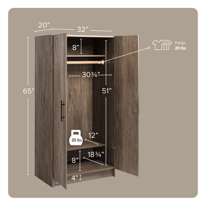 Elite 32\" Wardrobe Cabinet - Drifted Grey