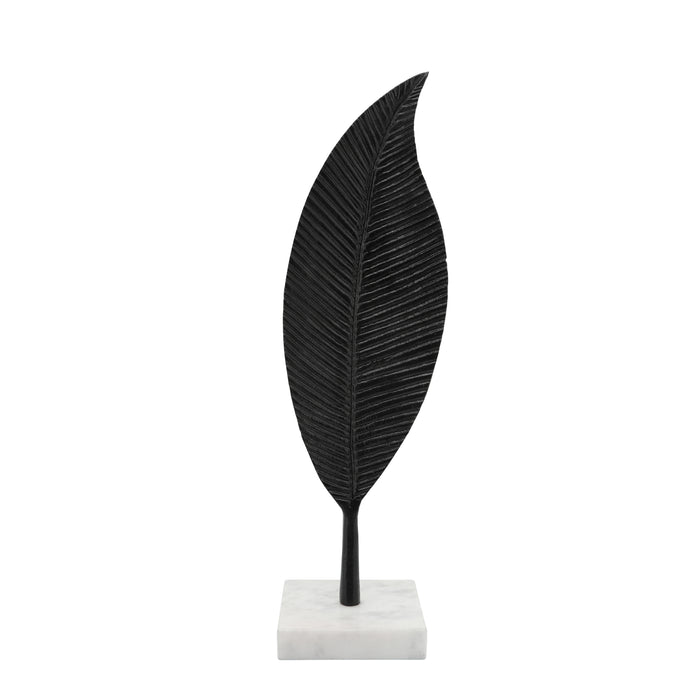 Metal 19\" Leaf Table Decor - Black