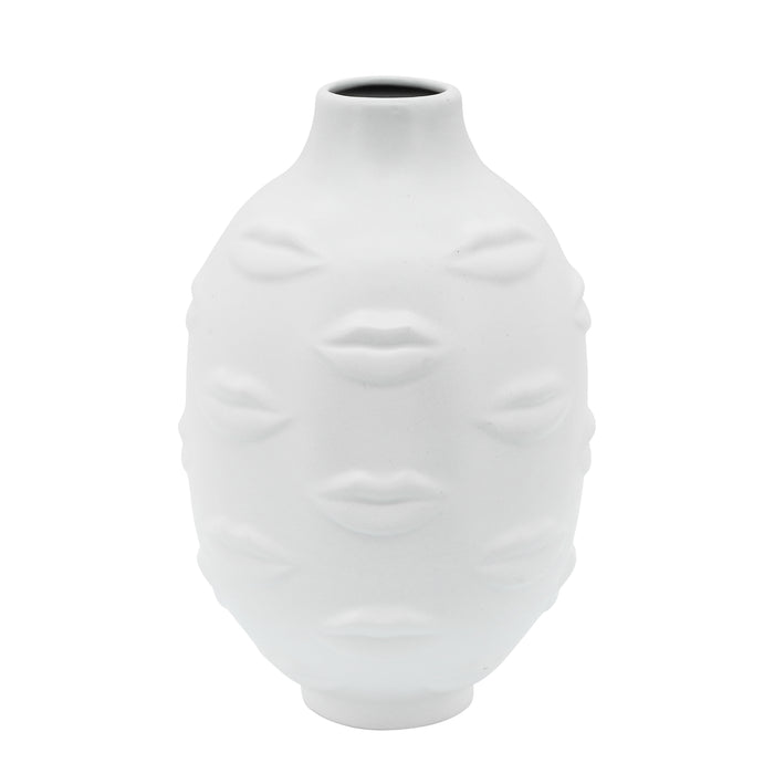 Ceramic 6\" Lips Vase - White