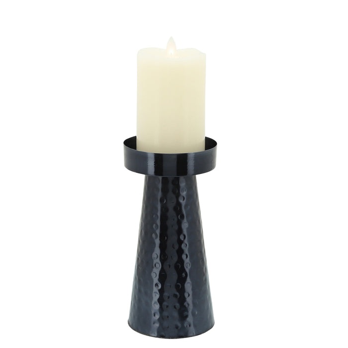 Metal 8\" Hammered Candle Holder - Blue