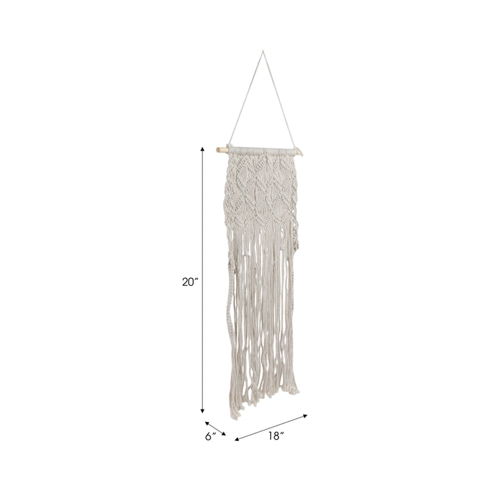 Wood 18\" Macrame Wall Hanging - Ivory