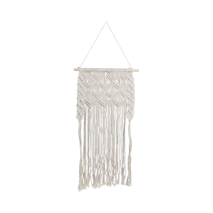 Wood 18\" Macrame Wall Hanging - Ivory