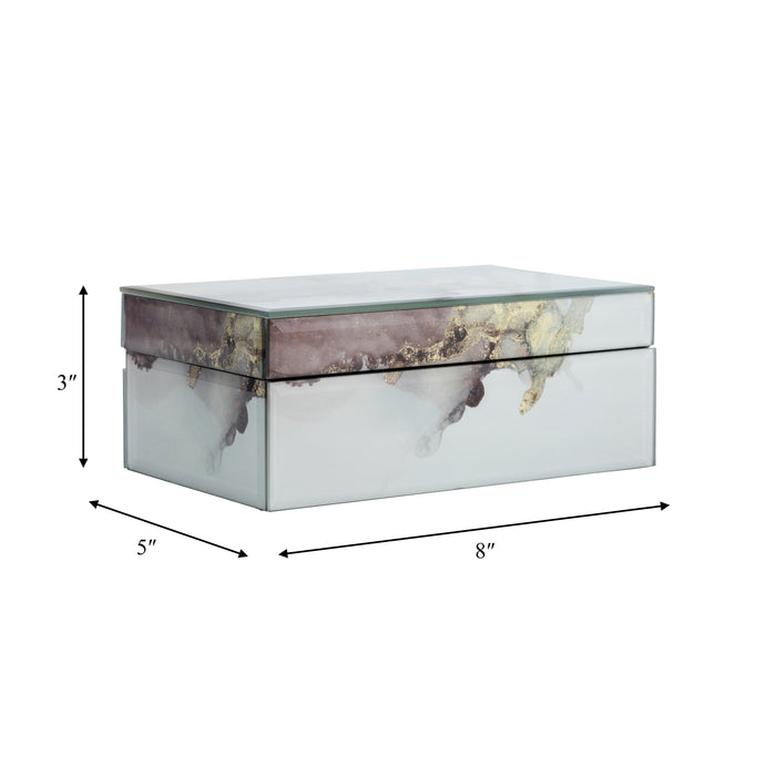 Wood 8\" x 5\" Abstract Box - Gold and Beige