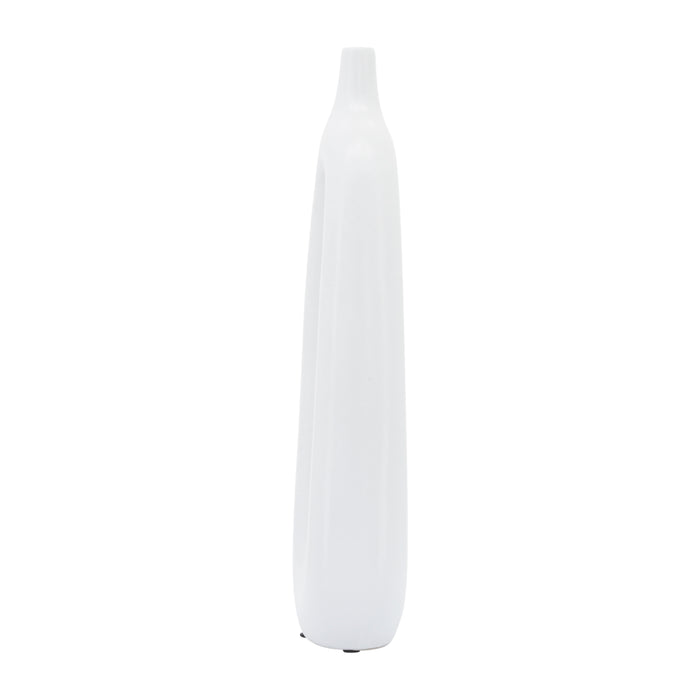 Ceramic 14\" Open Cut-Out Vase - White