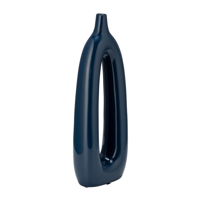 Ceramic 14\" Open Cut-Out Vase - Blue