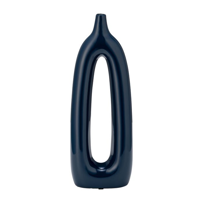 Ceramic 14\" Open Cut-Out Vase - Blue