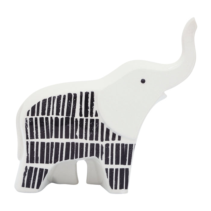 Ceramic 7\" Elephant Decor - Black and White