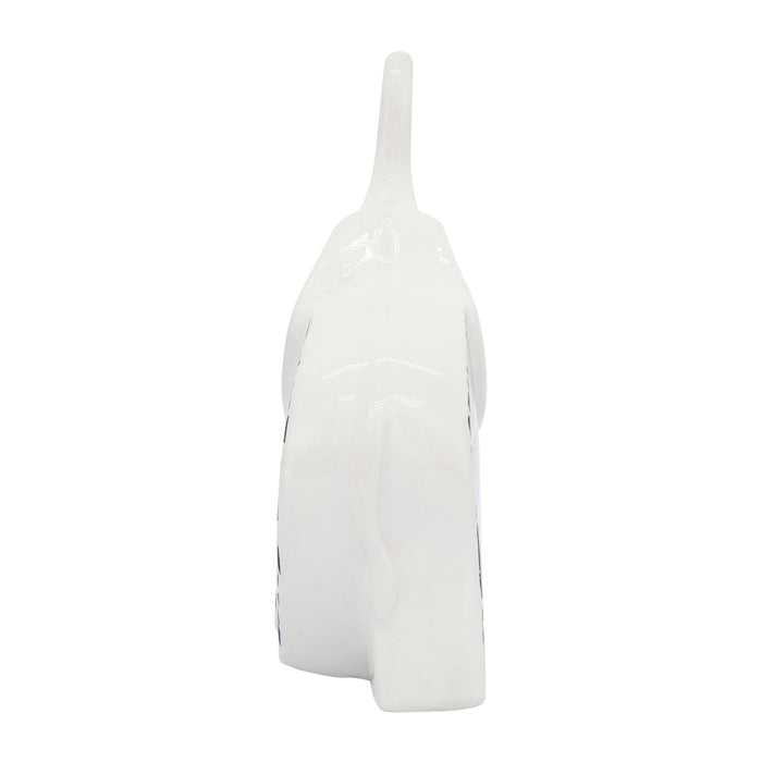 Ceramic 7\" Elephant Decor - Black and White