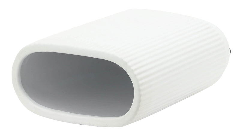 White 8\" Ceramic Ridged Vase