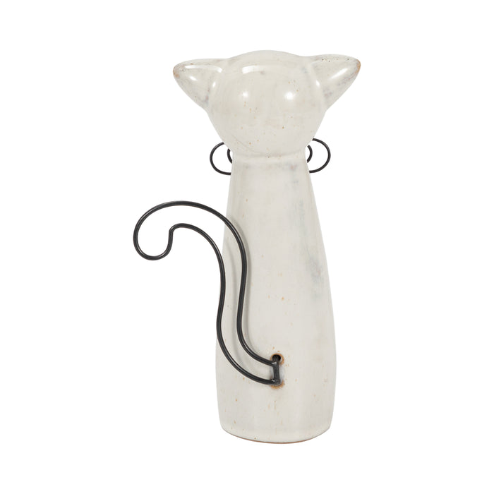 Ceramic 7\" Cat - Beige