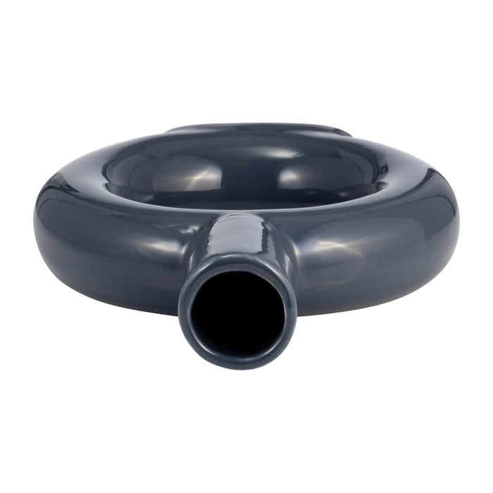 Ceramic 9\" Round Cut-Out Vase - Cobalt Blue