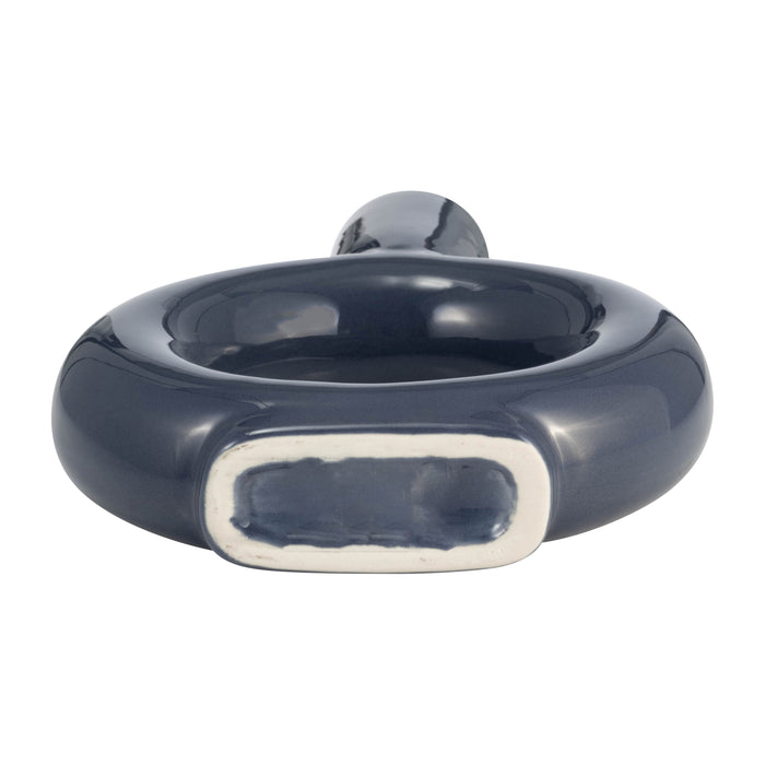 Ceramic 9\" Round Cut-Out Vase - Cobalt Blue