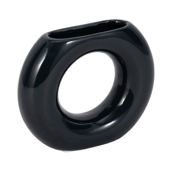 Ceramic 5\" Donut Vase - Navy