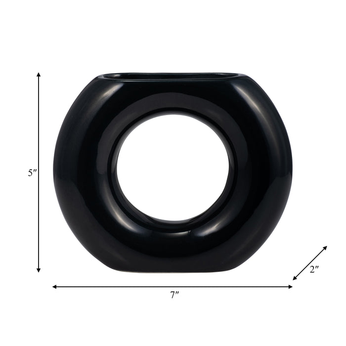 Ceramic 5\" Donut Vase - Navy