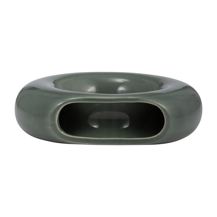 Ceramic 5\" Donut Vase - Dark Sage
