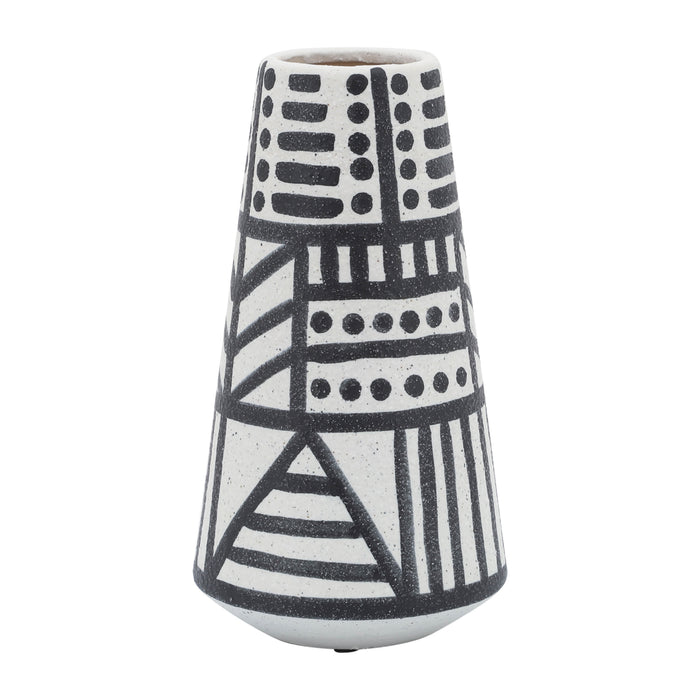 Ceramic 8\" Eclectic Vase - Black and White