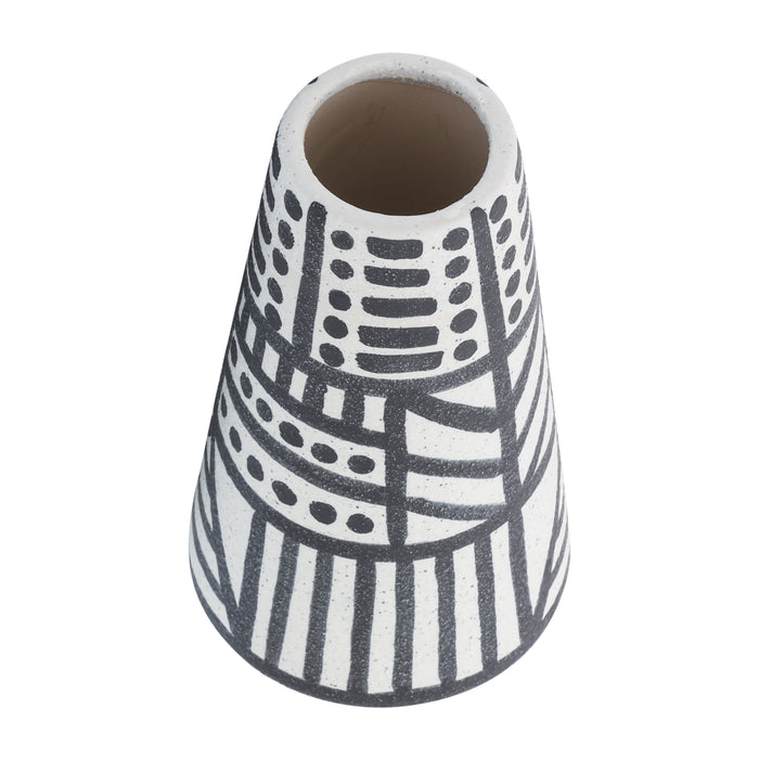 Ceramic 8\" Eclectic Vase - Black and White