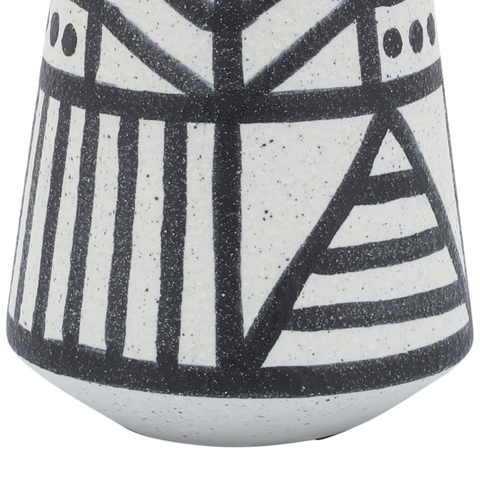 Ceramic 8\" Eclectic Vase - Black and White
