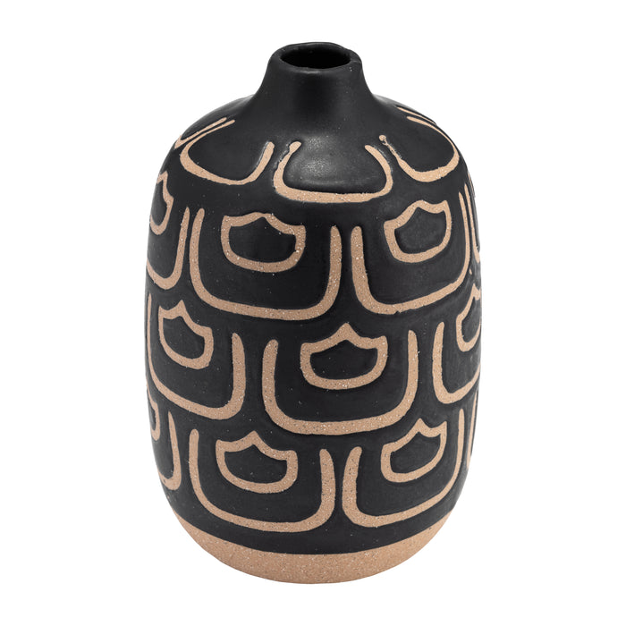 Ceramic 10\" Decorative Vase - Black and Tan