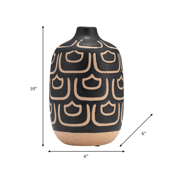 Ceramic 10\" Decorative Vase - Black and Tan