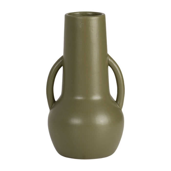 Ceramic 8\" Vase with Handles - Olive