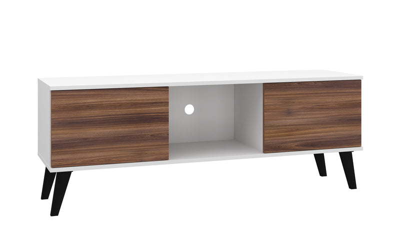 Manhattan Comfort Doyers 53.15\" Mid-Century Modern TV Stand - White & Nut Brown