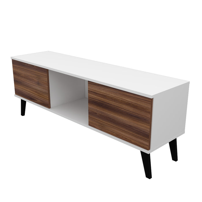 Manhattan Comfort Doyers 53.15\" Mid-Century Modern TV Stand - White & Nut Brown