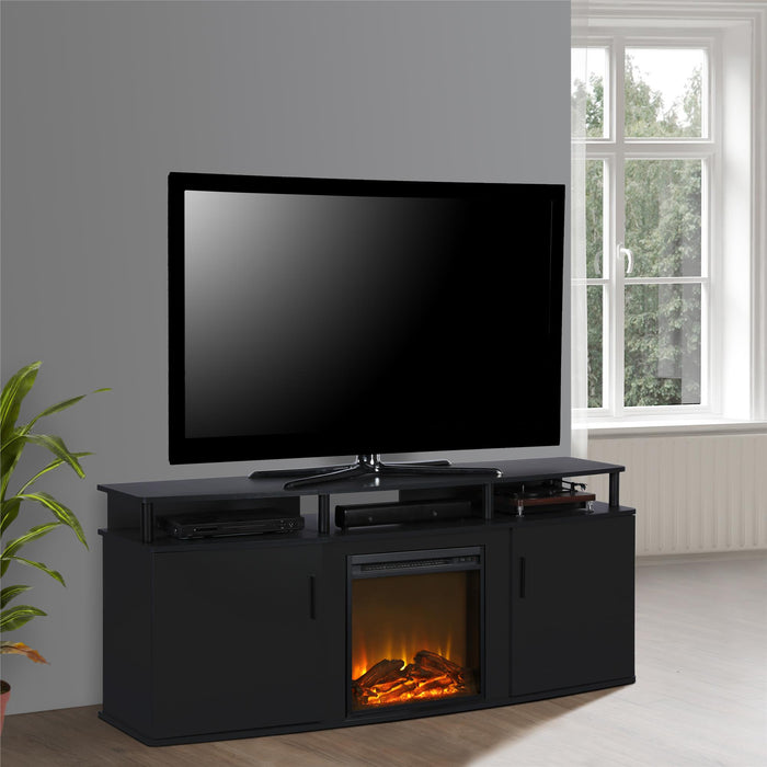 Ameriwood Home Carson Electric Fireplace TV Console for TVs up to 70\" - Black