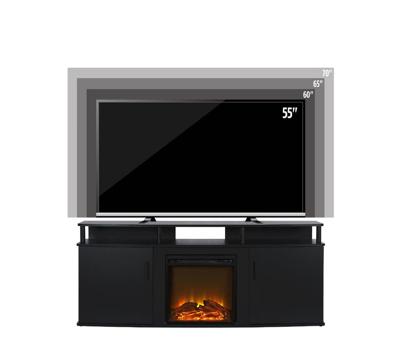 Ameriwood Home Carson Electric Fireplace TV Console for TVs up to 70\" - Black