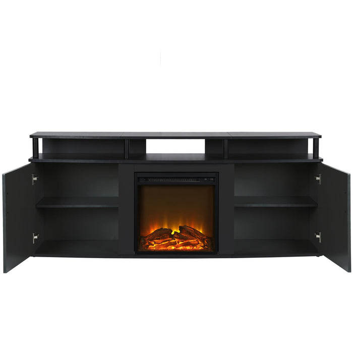 Ameriwood Home Carson Electric Fireplace TV Console for TVs up to 70\" - Black