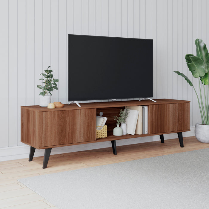 Manhattan Comfort Doyers 70.87\" Mid-Century Modern TV Stand - Nut Brown