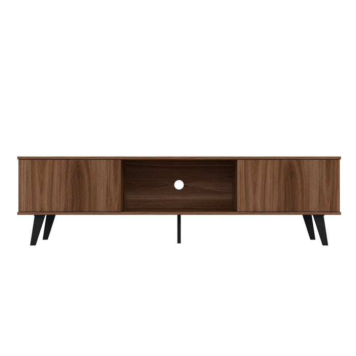 Manhattan Comfort Doyers 70.87\" Mid-Century Modern TV Stand - Nut Brown