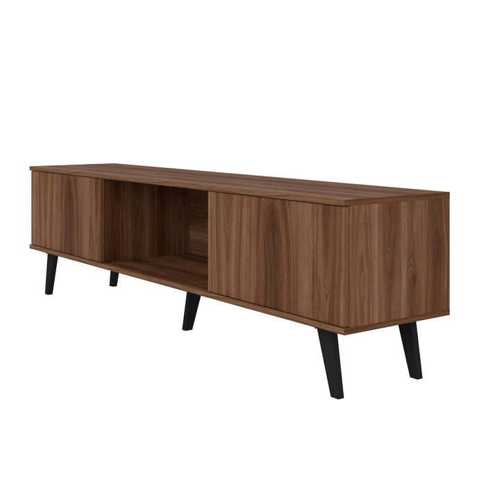 Manhattan Comfort Doyers 70.87\" Mid-Century Modern TV Stand - Nut Brown