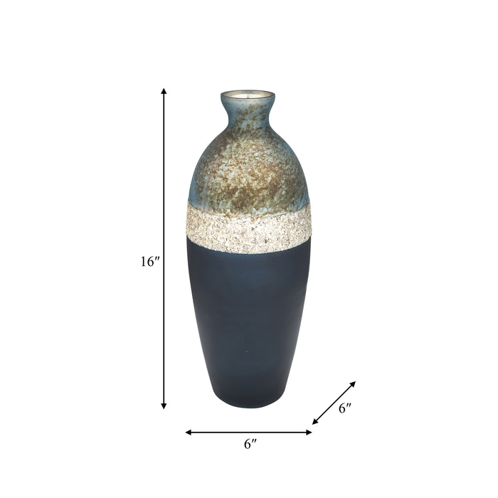 Glass 16\" Tri-Coloured Glittered Vase