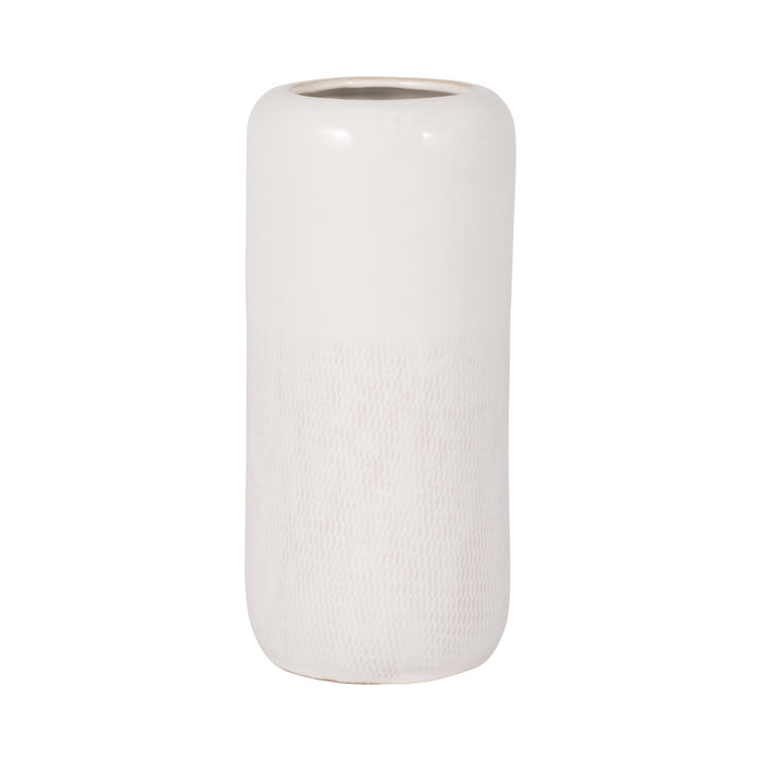 Ceramic 12\" Grooved Vase - Black