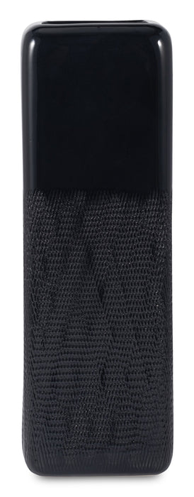 Ceramic 18\" Squared Groove Vase - Black