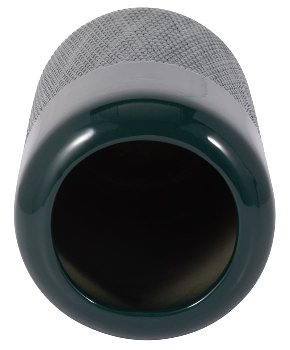 Forest Green 10\" Ceramic Grooved Vase