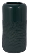 Forest Green 10\" Ceramic Grooved Vase