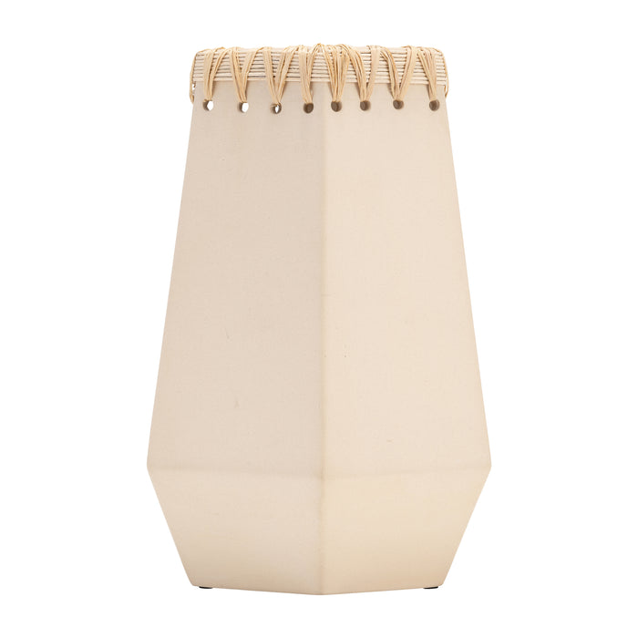 Ceramic 11\" Vase with Weaving - Natural