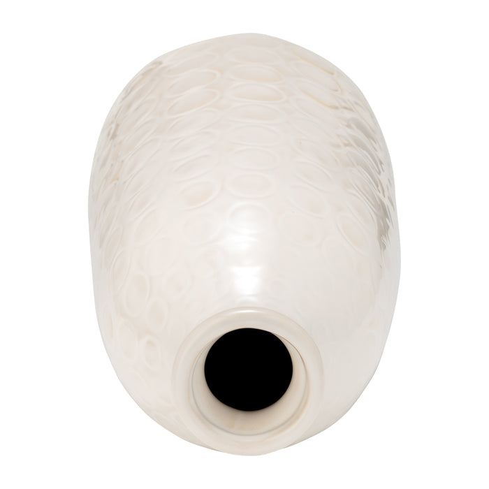 Ceramic 12\" Circles Vase - Beige