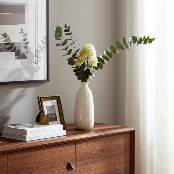 Ceramic 12\" Circles Vase - Beige
