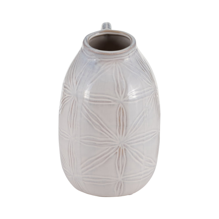 Ceramic 8\" Tribal Pitcher - Ivory