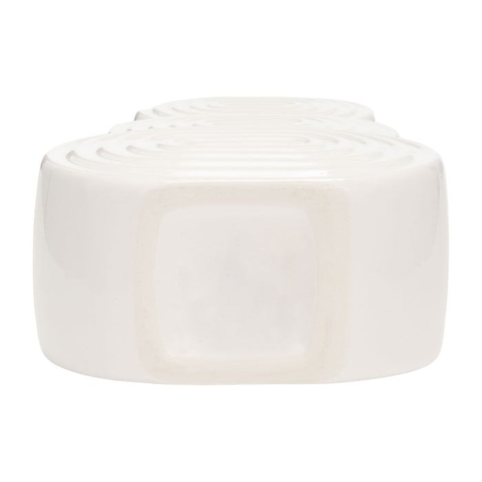 Ceramic 10\" Stacked Circles Vase - White