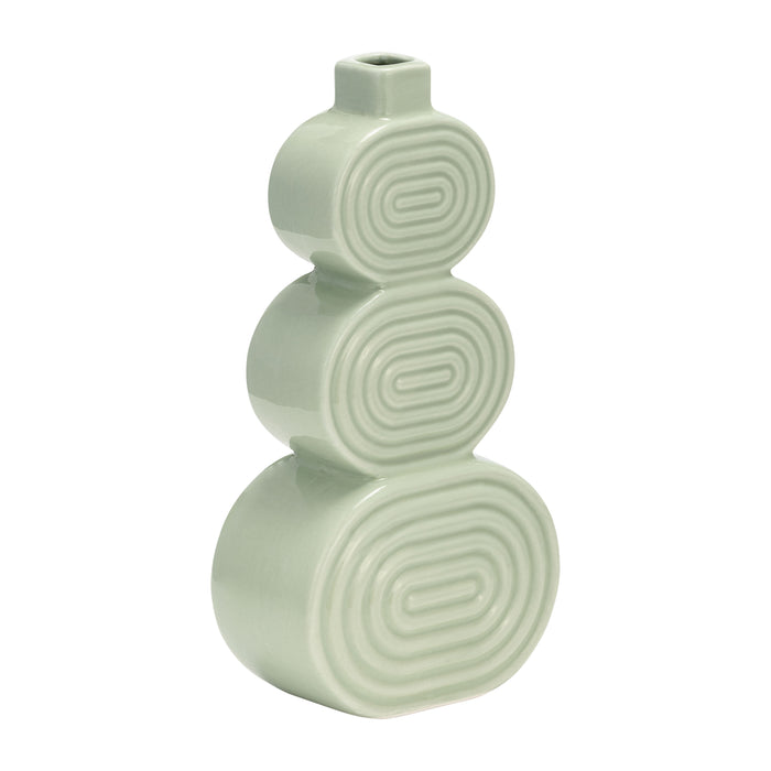 Ceramic 12\" Stacked Circles Vase - Cucumber