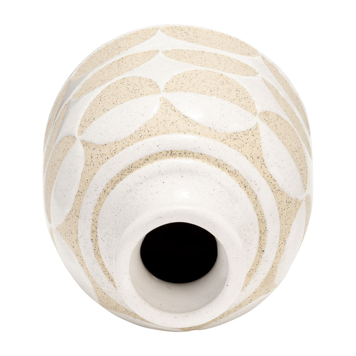 Ceramic 10\" Half Circles Vase - Ivory