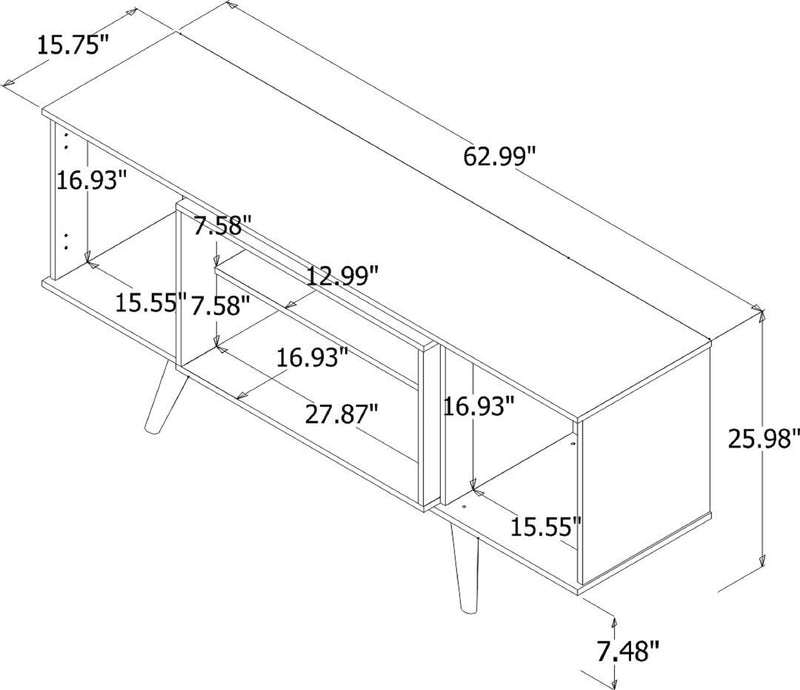 Manhattan Comfort Hampton 62.99\" TV Stand with 4 Shelves & Solid Wood Legs - Off White