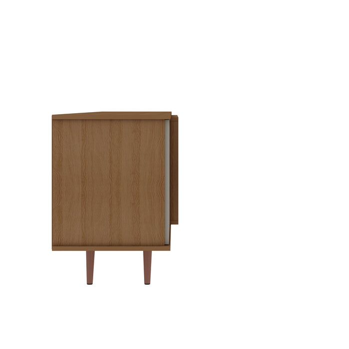 Manhattan Comfort Hampton 62.99\" TV Stand with 4 Shelves & Solid Wood Legs - Off White